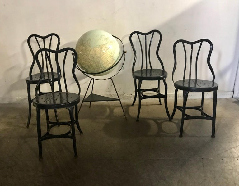 Set of 4 Classic Industrial Metal Side Chairs by Ohio Steel For