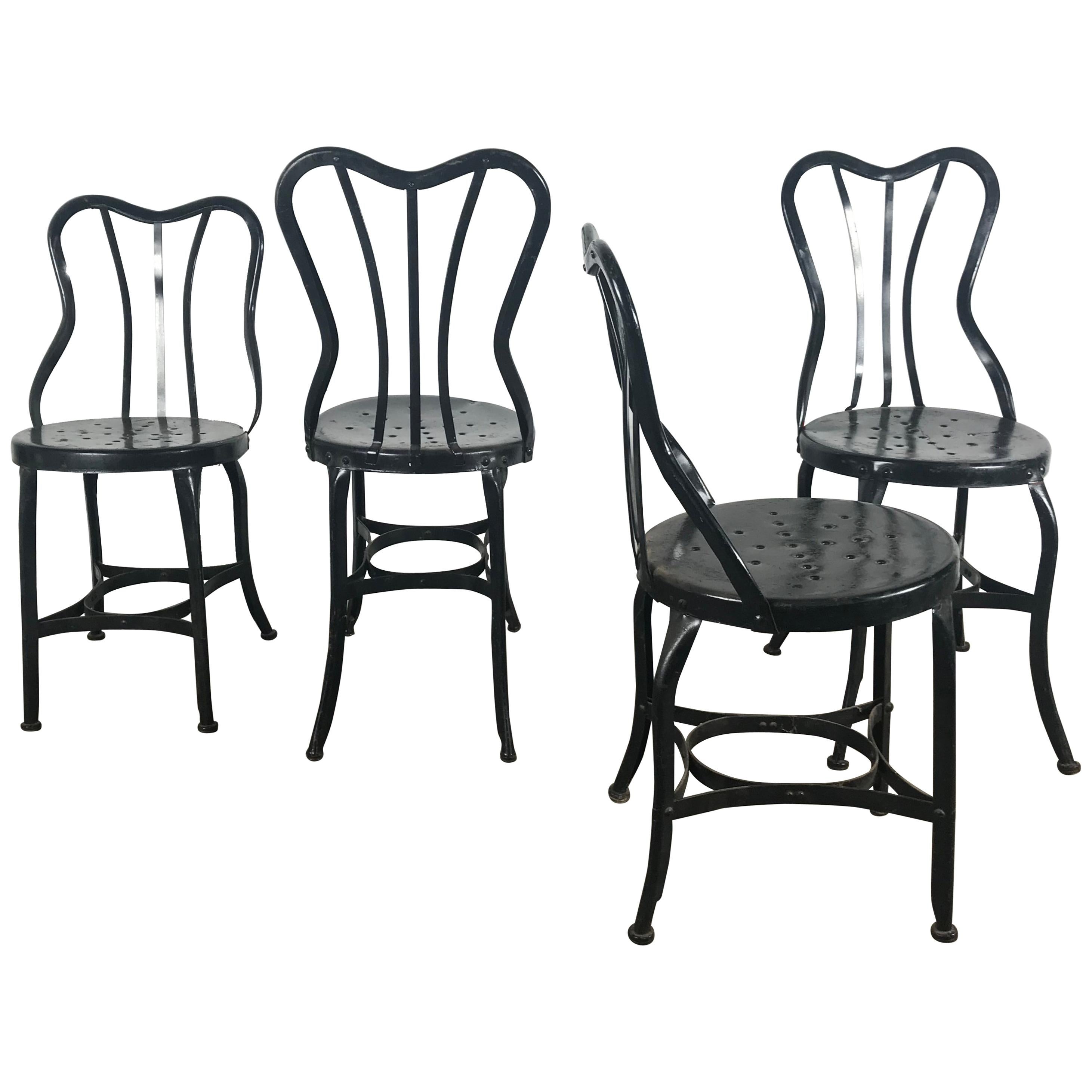 Set of 4 Classic Industrial Metal Side Chairs by Ohio Steel For Sale