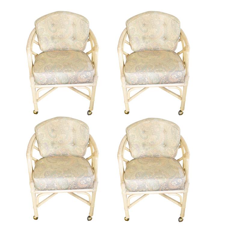 Ensemble de 4 fauteuils Chippendale Chinoiserie Regency en bambou et rotin par Ficks Reed Bon état - En vente à Oklahoma City, OK