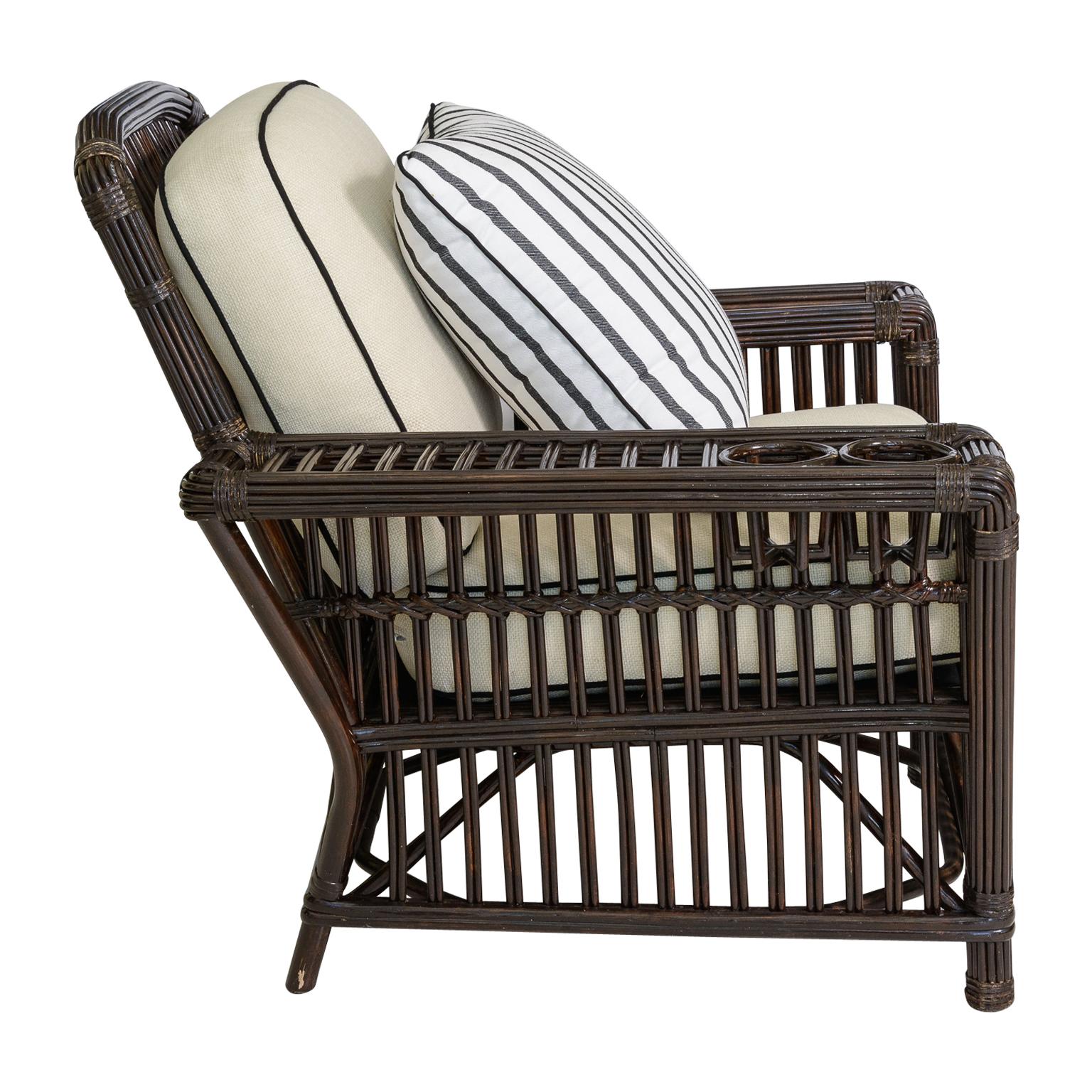 Américain Set of 4 Coastal Stick Rattan Lounge Chairs by Bielicky Brothers, Late 30Th C. en vente