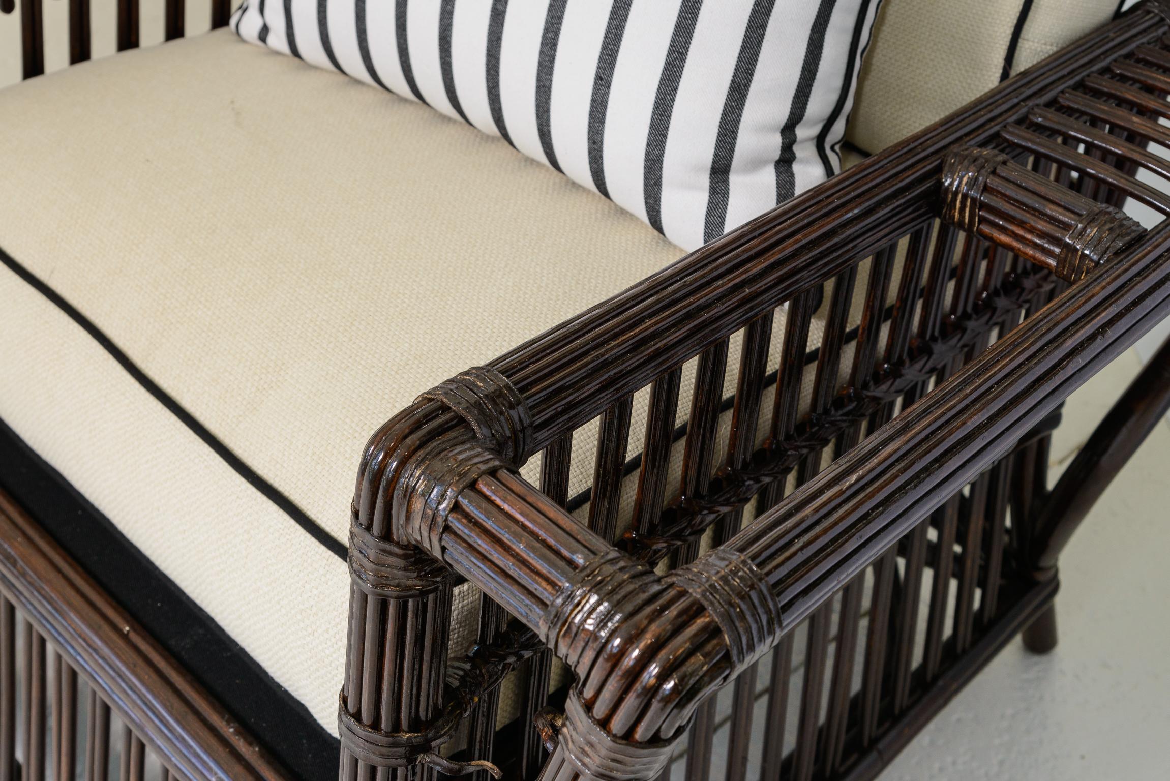 Set of 4 Coastal Stick Rattan Lounge Chairs by Bielicky Brothers, Late 30Th C. Bon état - En vente à West Palm Beach, FL