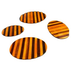 Set of 4 Coasters in Hardwood, Unknown, 1960s