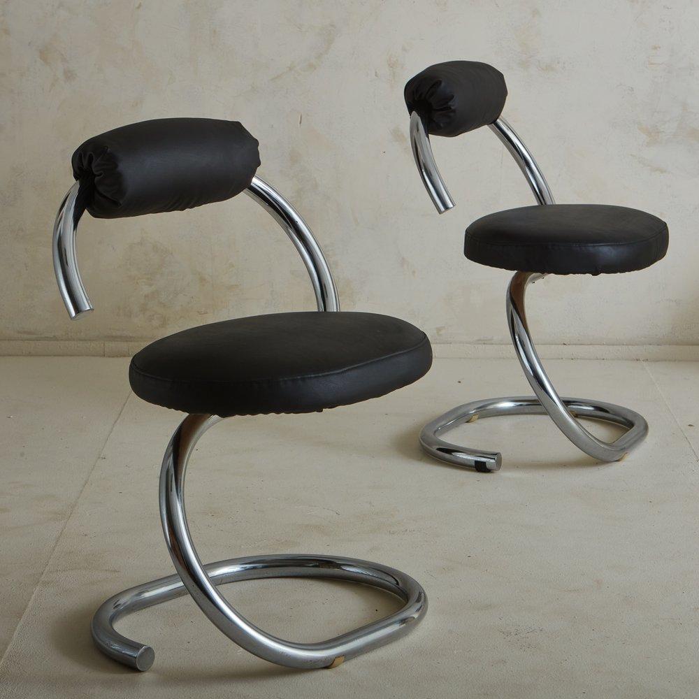 Mid-Century Modern Set of 4 Cobra Chairs by Giotto Stoppino, Italy 1970s