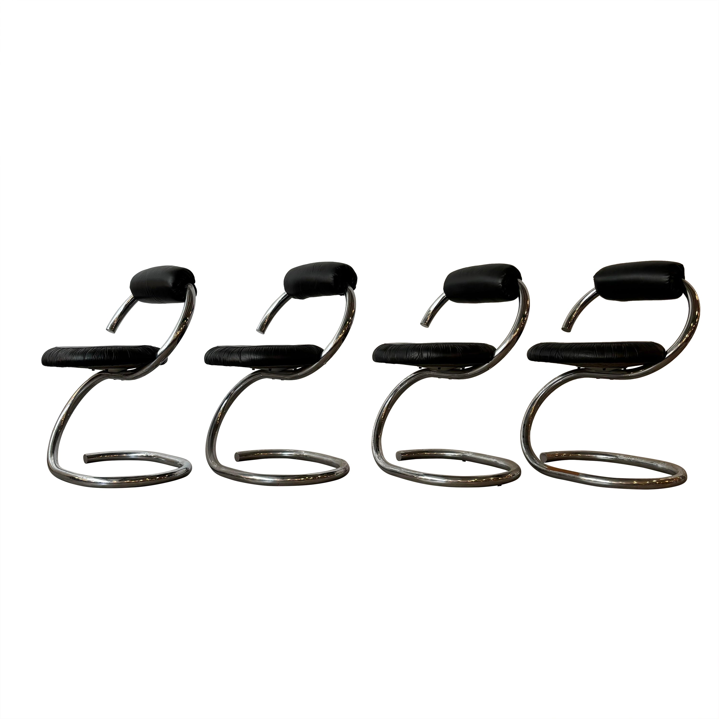 Set di 4 sedie Cobra di Giotto Stoppino, Italia anni '70