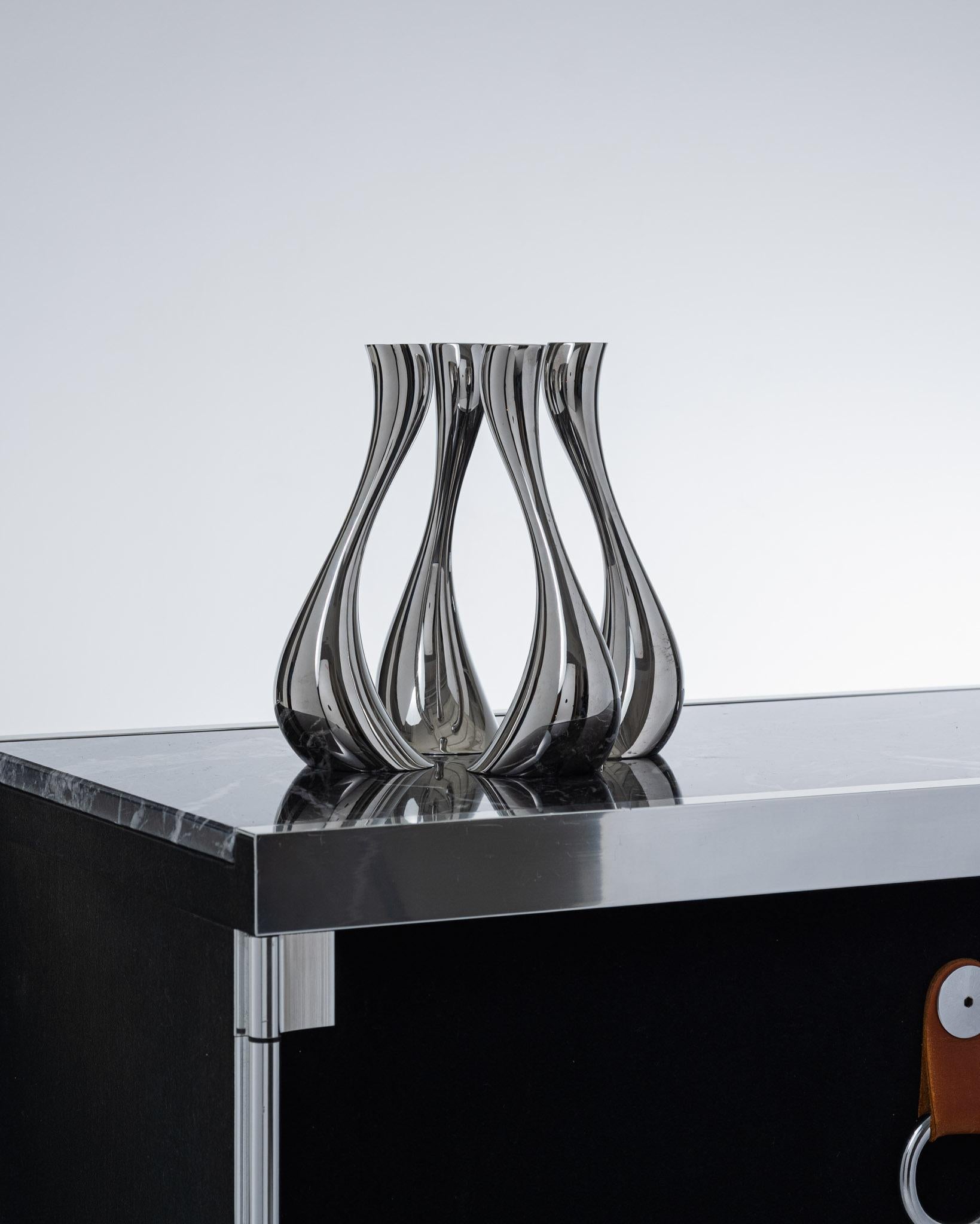 Modern Set of 4 Cobra metal candleholders, Georg Jensen, 2000s For Sale