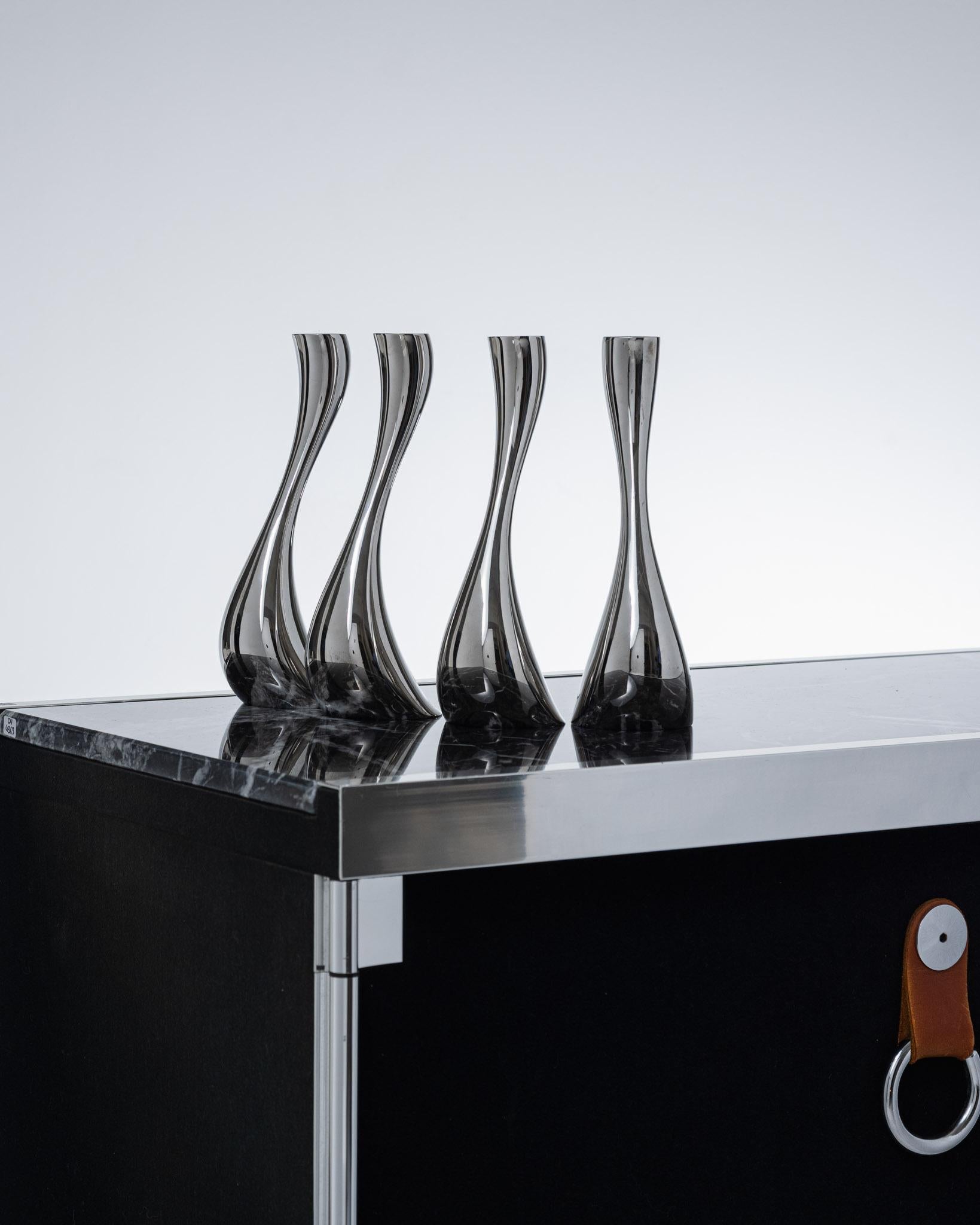 European Set of 4 Cobra metal candleholders, Georg Jensen, 2000s For Sale