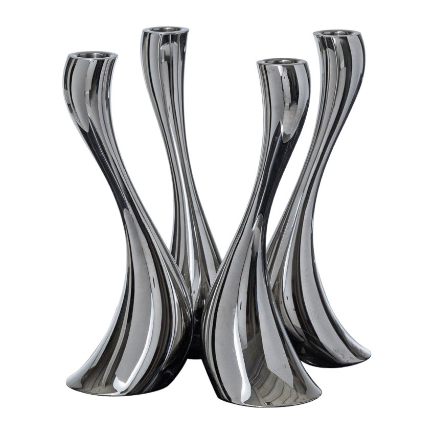 Set of 4 Cobra metal candleholders, Georg Jensen, 2000s