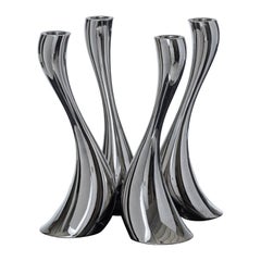 Set of 4 Cobra metal candleholders, Georg Jensen, 2000s