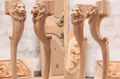 Set of 4 Coffee Lion Table Legs from Oak or Beech