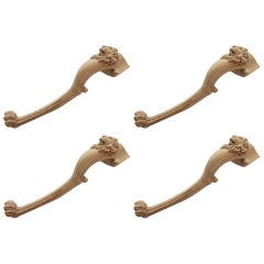 Set of 4 Coffee Lion Table Legs from Oak or Beech