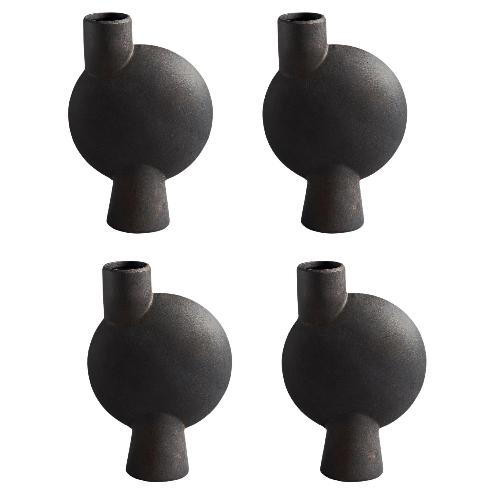 Set of 4 Coffee Medio Sphere Vase Bubl by 101 Copenhagen For Sale