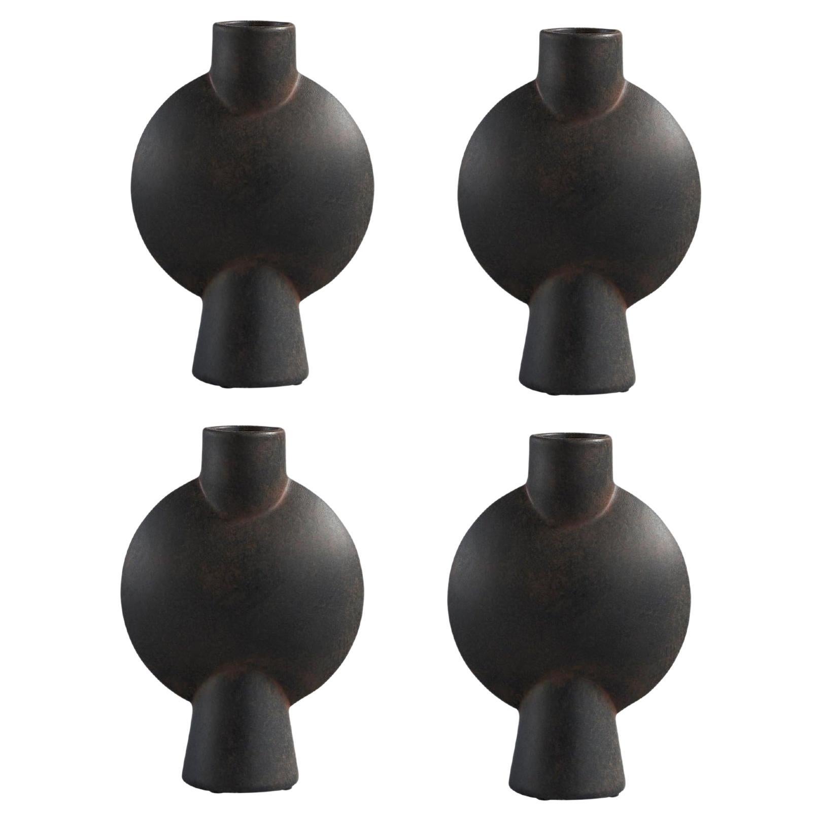 Set of 4 Coffee Mini Sphere Vase Bubl by 101 Copenhagen For Sale