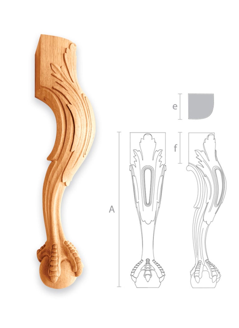 Set of 4 Coffee Table Legs, Carved Wooden Eagle Foot For Sale at