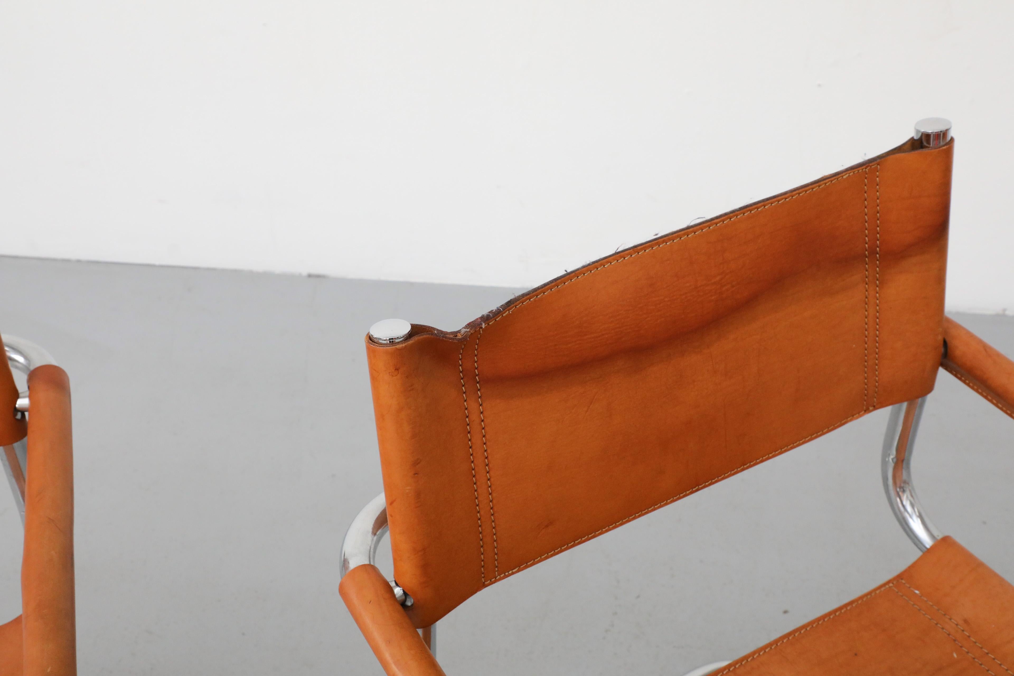 Set of 4 Cognac Leather and Chrome Armchairs by Mart Stam for Thonet, 1926 8