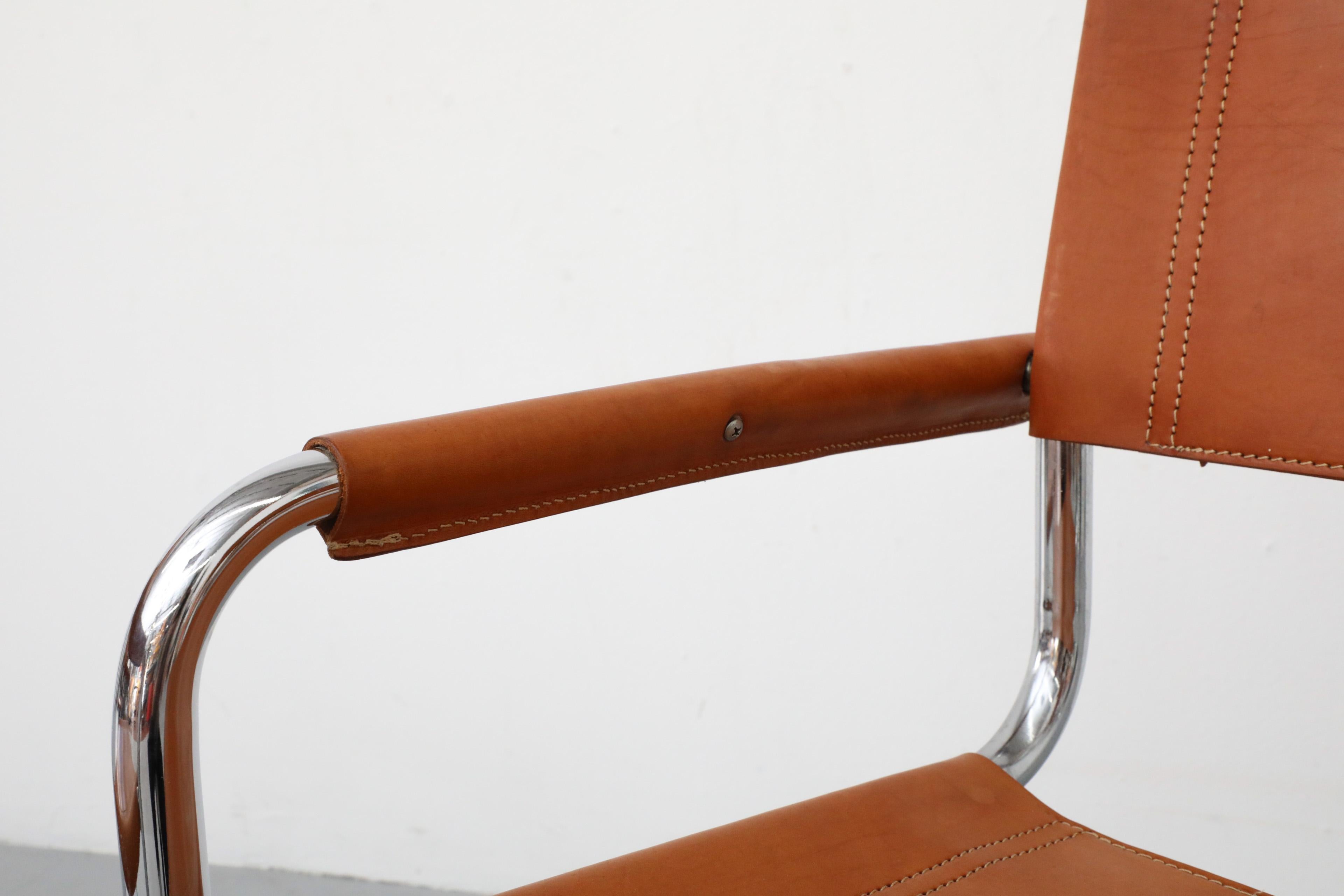 Set of 4 Cognac Leather and Chrome Armchairs by Mart Stam for Thonet, 1926 10