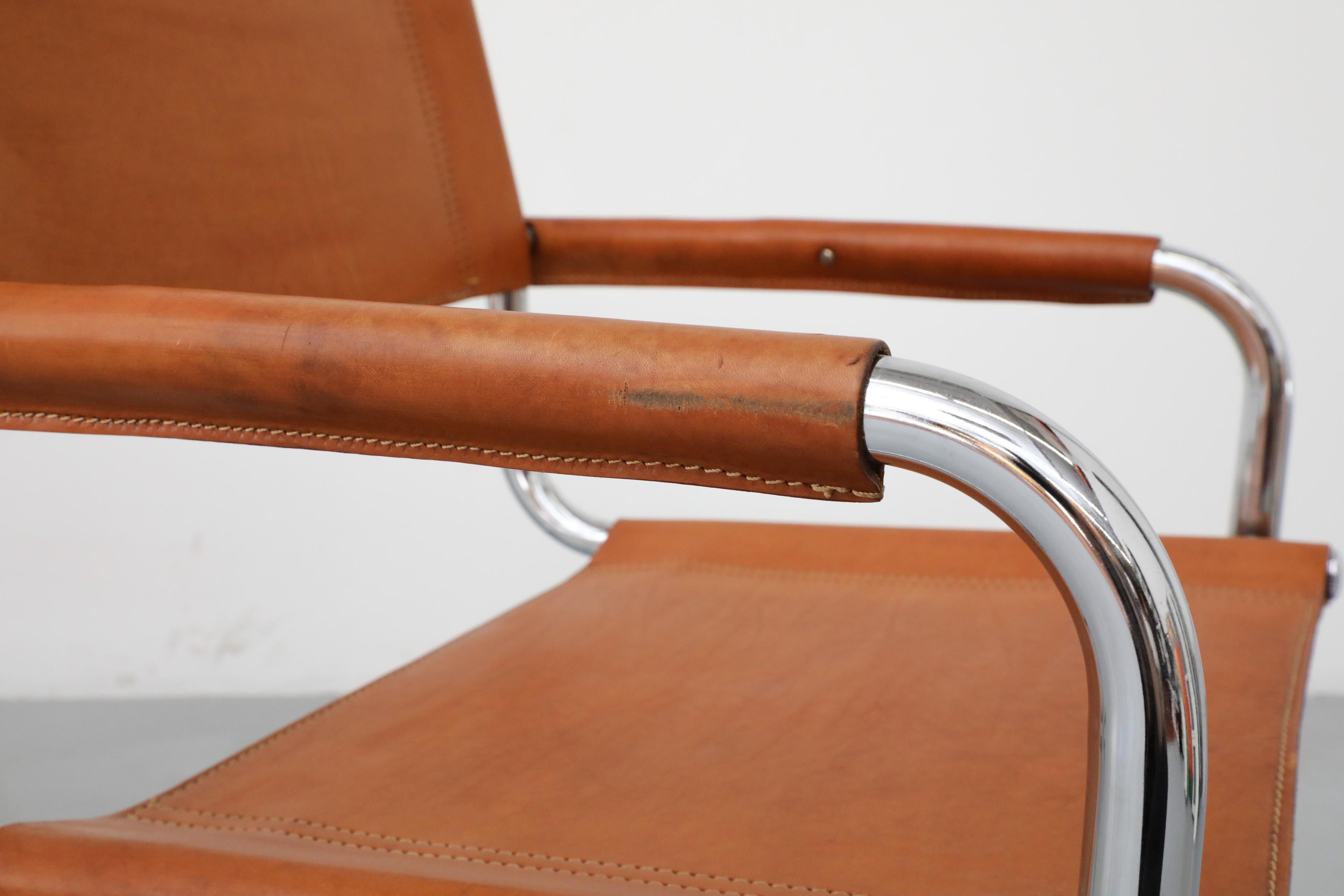 Set of 4 Cognac Leather and Chrome Armchairs by Mart Stam for Thonet, 1926 13