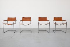 Set of 4 Cognac Leather and Chrome Armchairs by Mart Stam for Thonet, 1926
