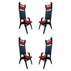 Set of 4, Colette Armchairs, Red, Blue, Red by Colé Italia