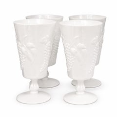 4er-Set „Coloni Harvest“-Stielgläser aus Milchglas von Indiana Glass