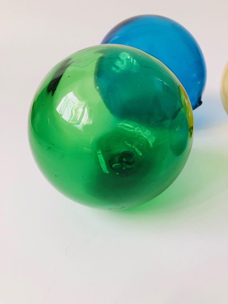 Set of 4 Colorful Vintage Glass Fishing Floats at 1stDibs