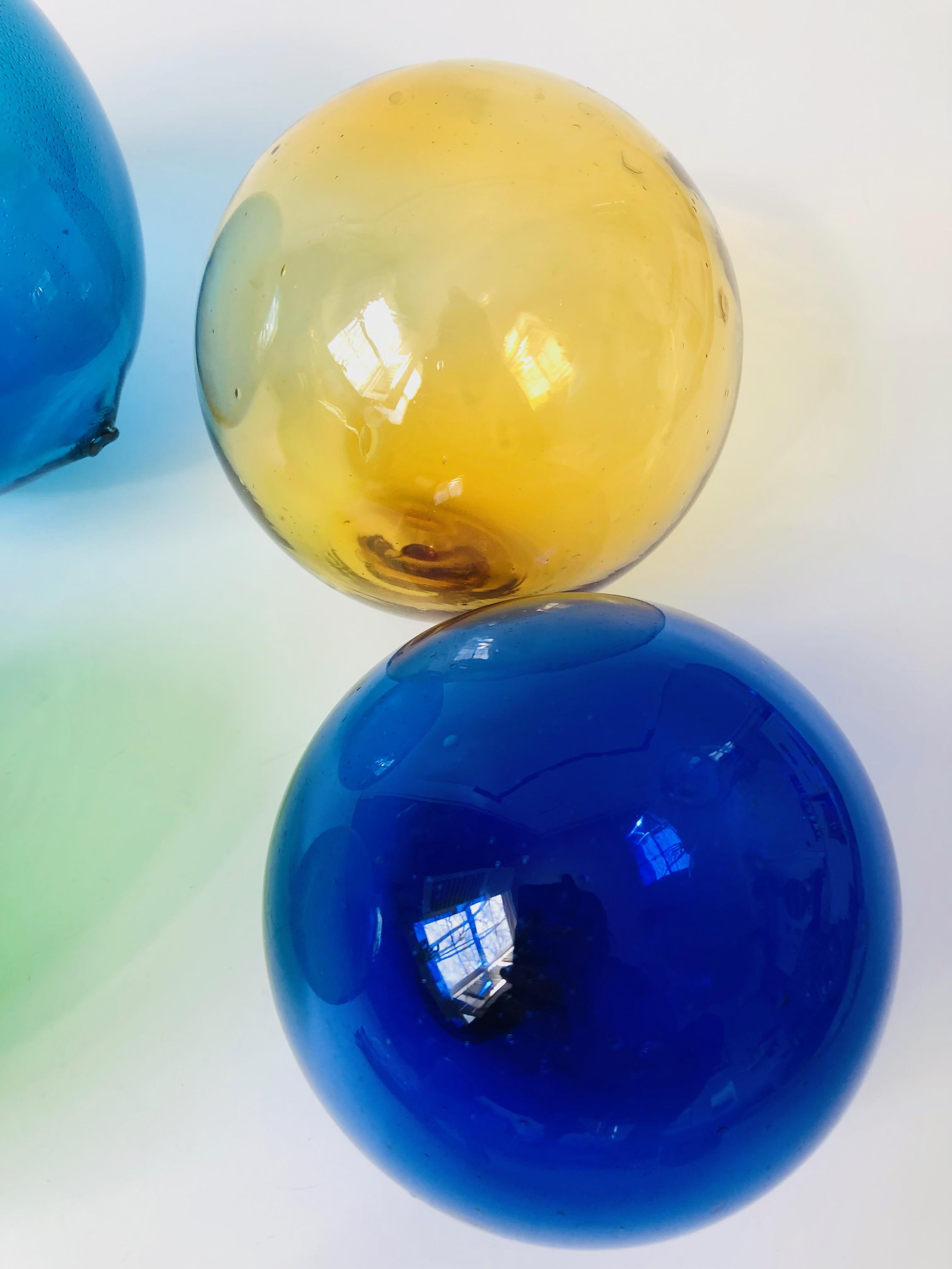 Blown Glass Set of 4 Colorful Vintage Glass Fishing Floats