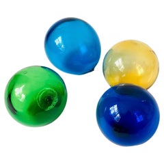 Set of 4 Colorful Vintage Glass Fishing Floats