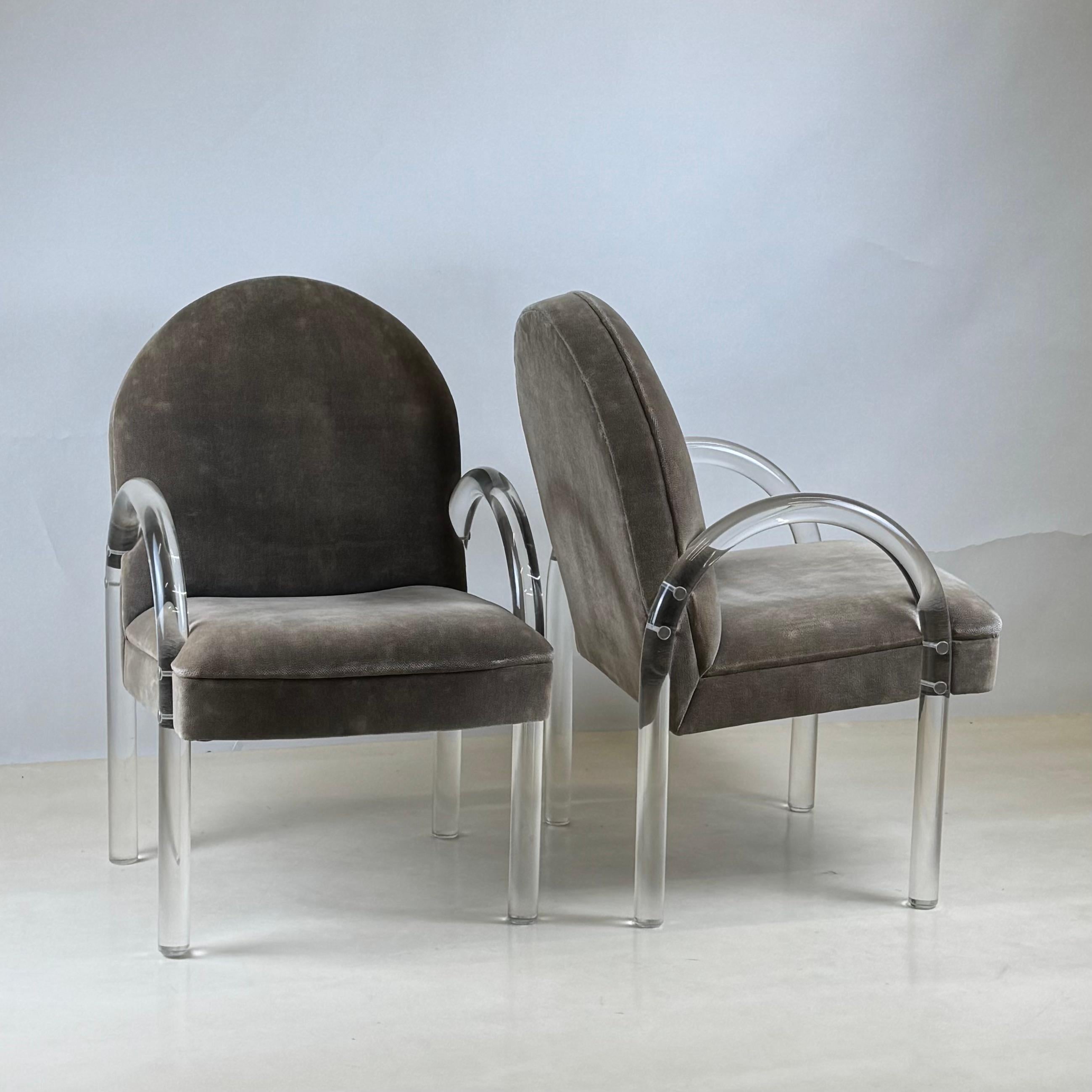 Set of 4 Comfortable Lucite Game Table Chairs by Leon Rosen for Pace Collection For Sale 3