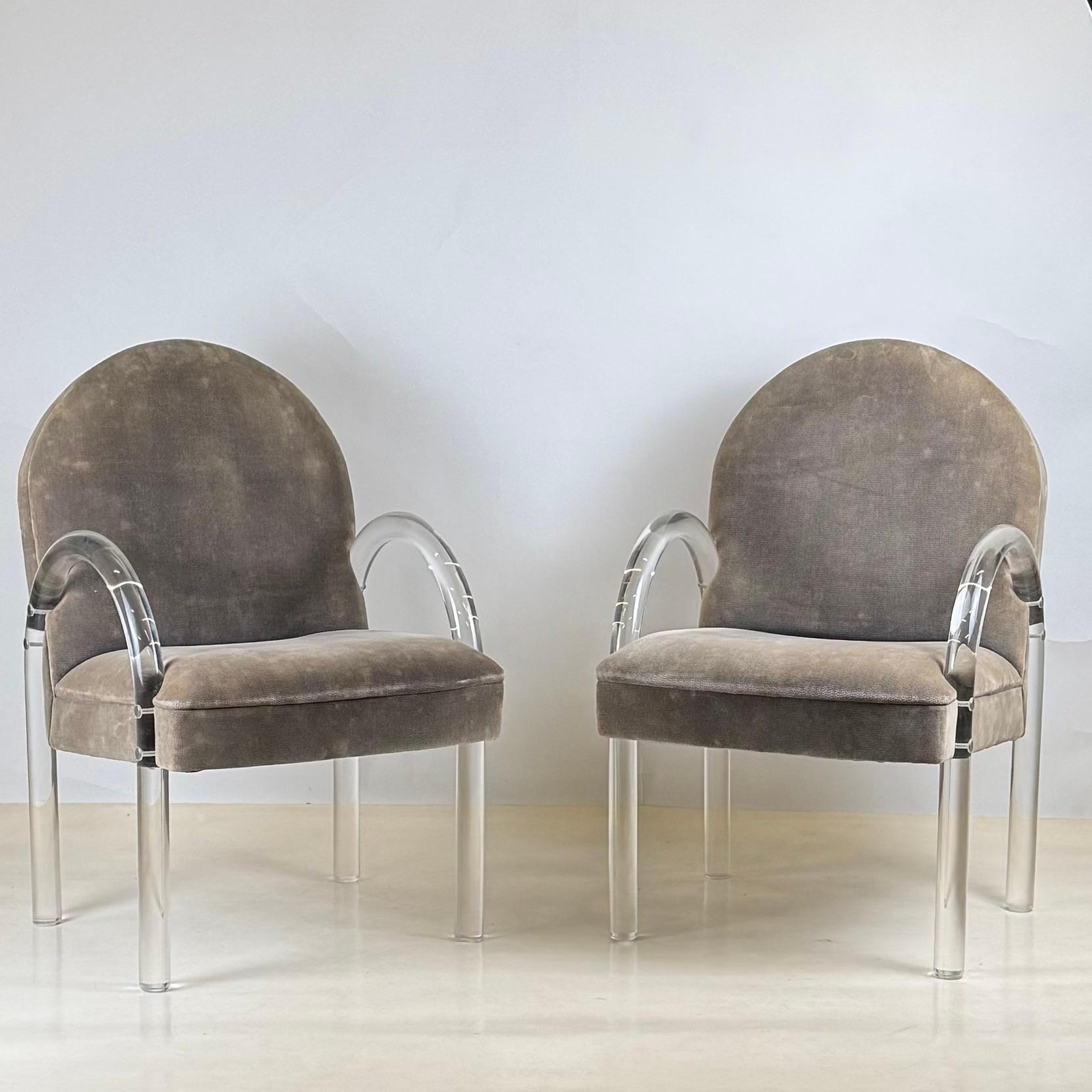 Set of 4 Comfortable Lucite Game Table Chairs by Leon Rosen for Pace Collection For Sale 4