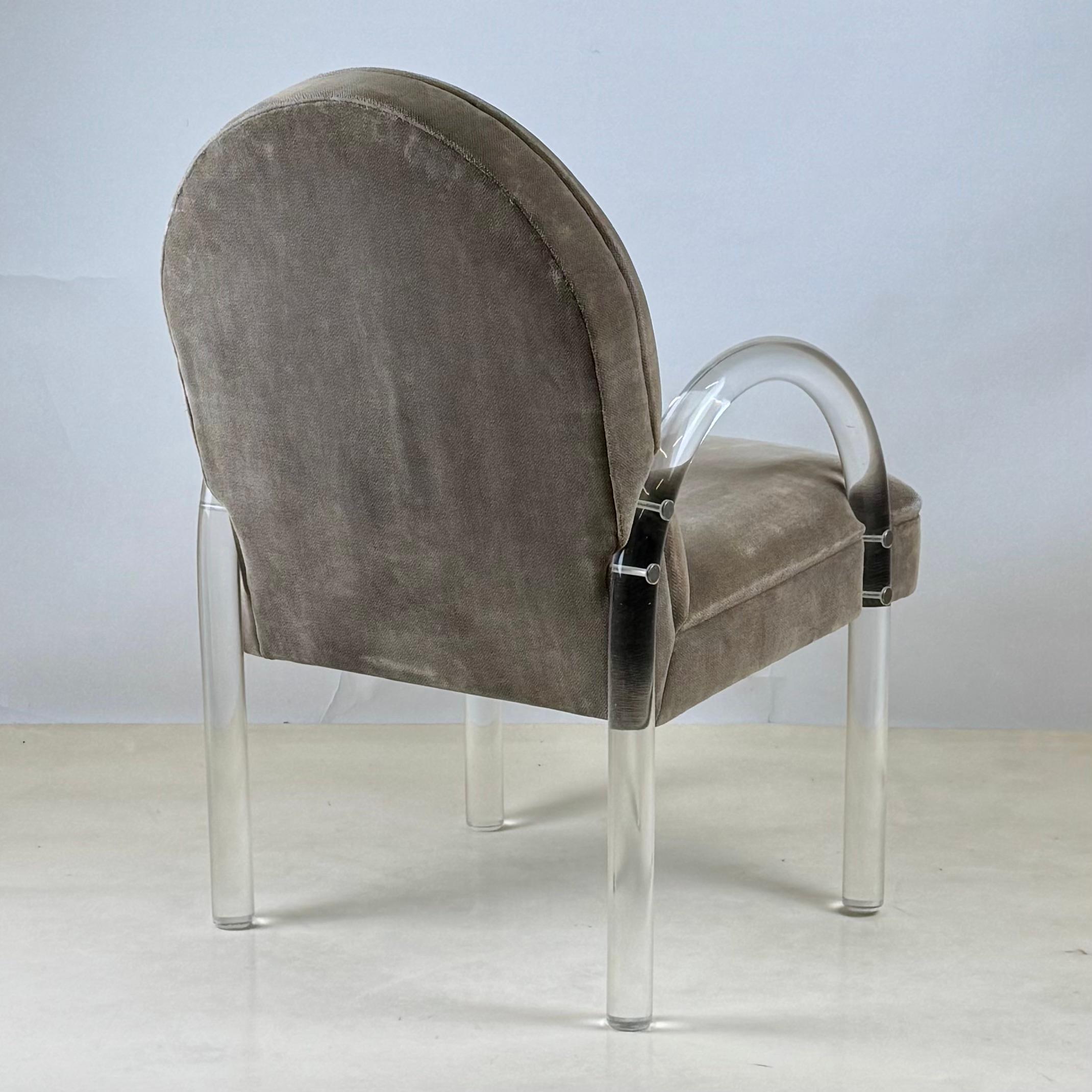 Polished Set of 4 Comfortable Lucite Game Table Chairs by Leon Rosen for Pace Collection For Sale