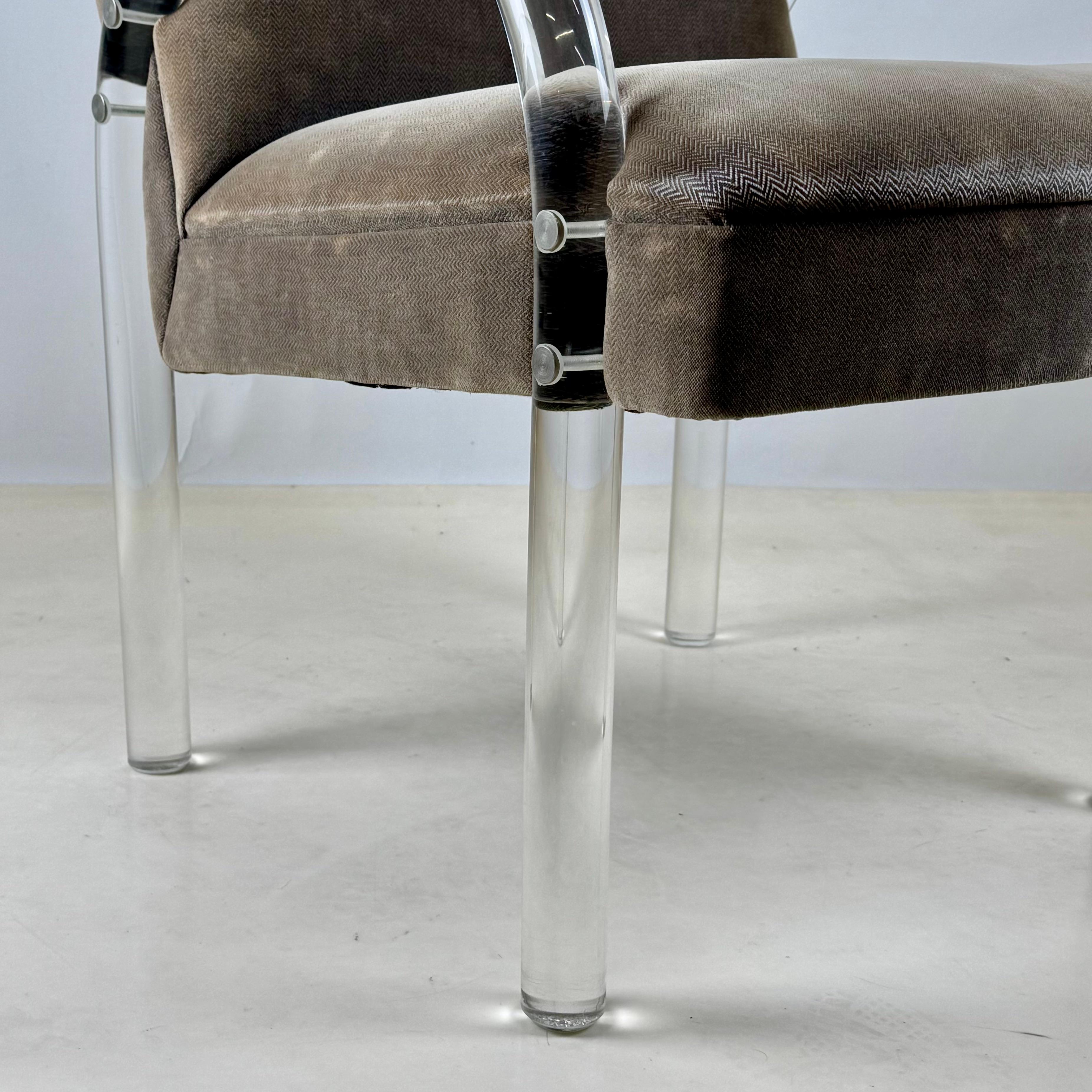 Set of 4 Comfortable Lucite Game Table Chairs by Leon Rosen for Pace Collection In Good Condition For Sale In Los Angeles, CA