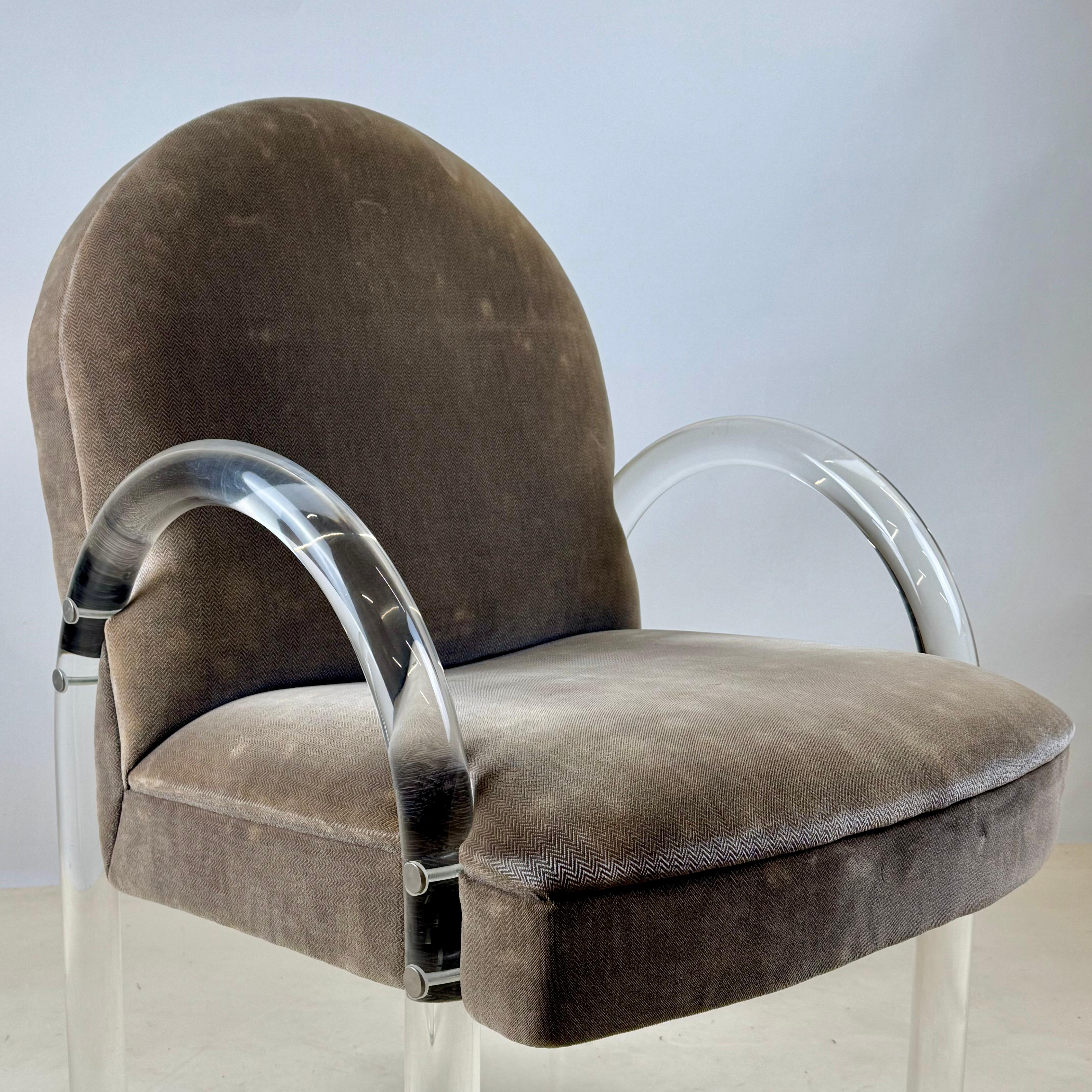 Late 20th Century Set of 4 Comfortable Lucite Game Table Chairs by Leon Rosen for Pace Collection For Sale