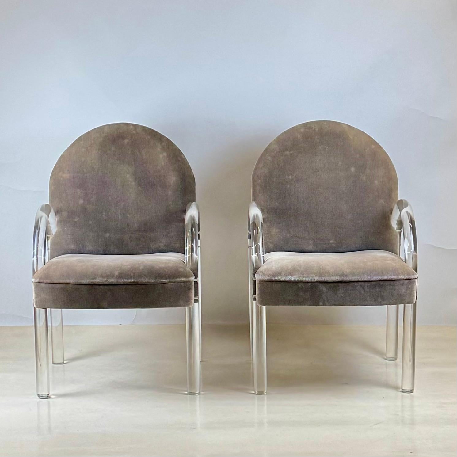 Set of 4 Comfortable Lucite Game Table Chairs by Leon Rosen for Pace Collection For Sale 1