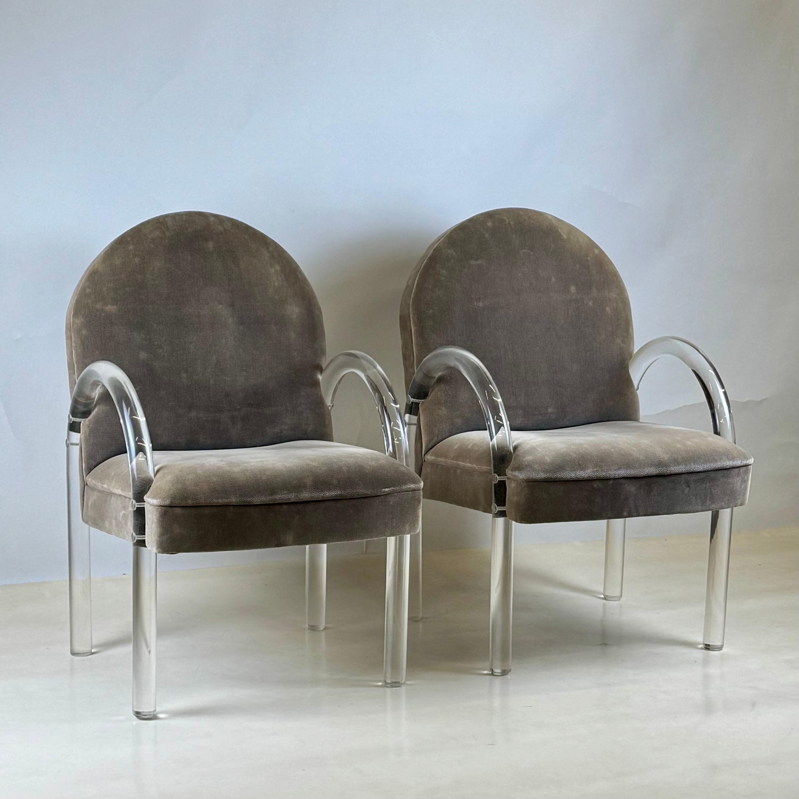 Set of 4 Comfortable Lucite Game Table Chairs by Leon Rosen for Pace Collection For Sale 2