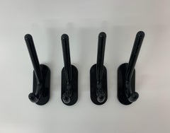 Set of 4 Con & Con Italian Black Wall Coat / Towel Hangers, 1970’s