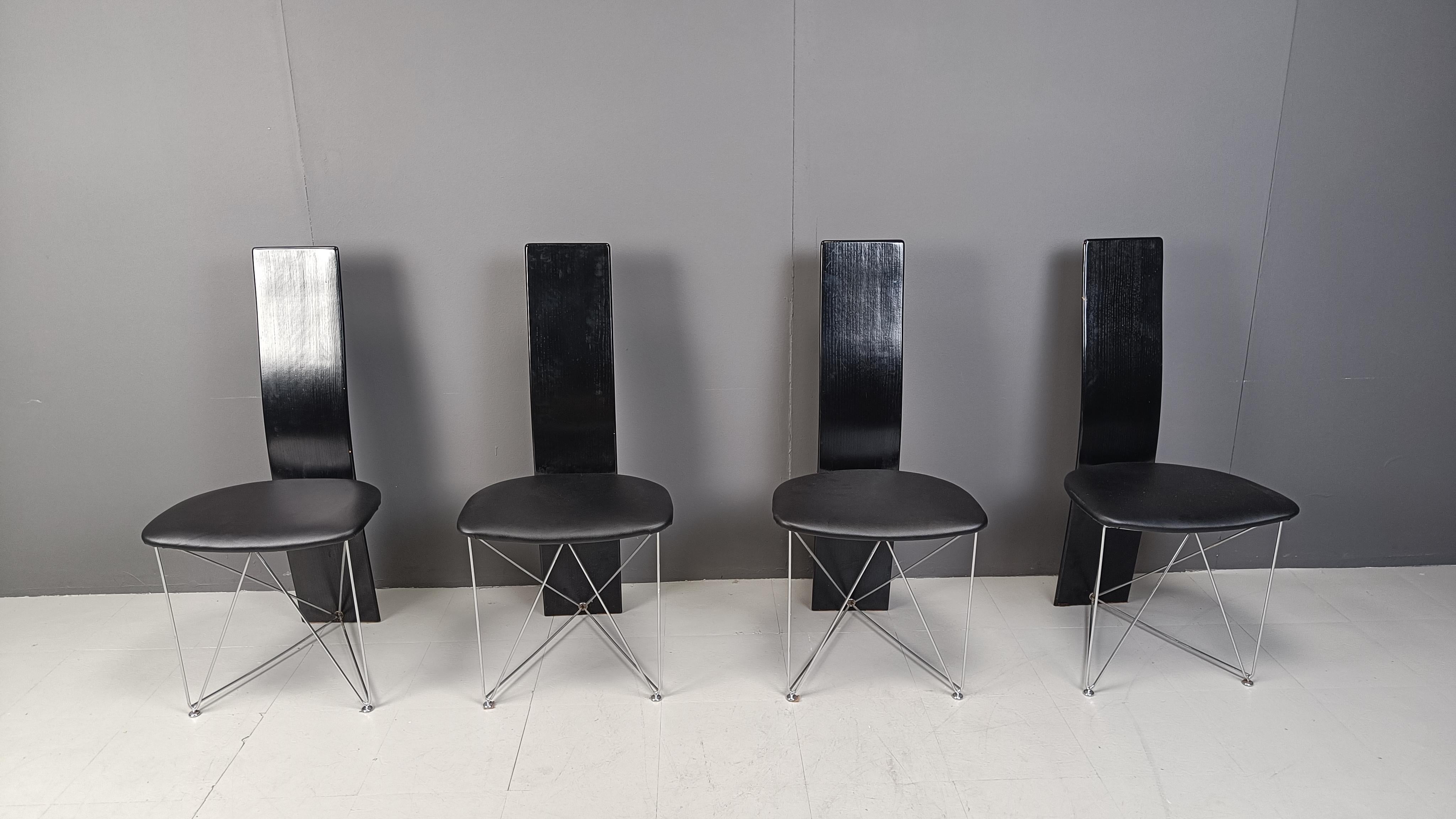 4er Set Concorde Esszimmerstühle mit Ledersitzen von Torstein Flatøy für Bahus (Postmoderne) im Angebot