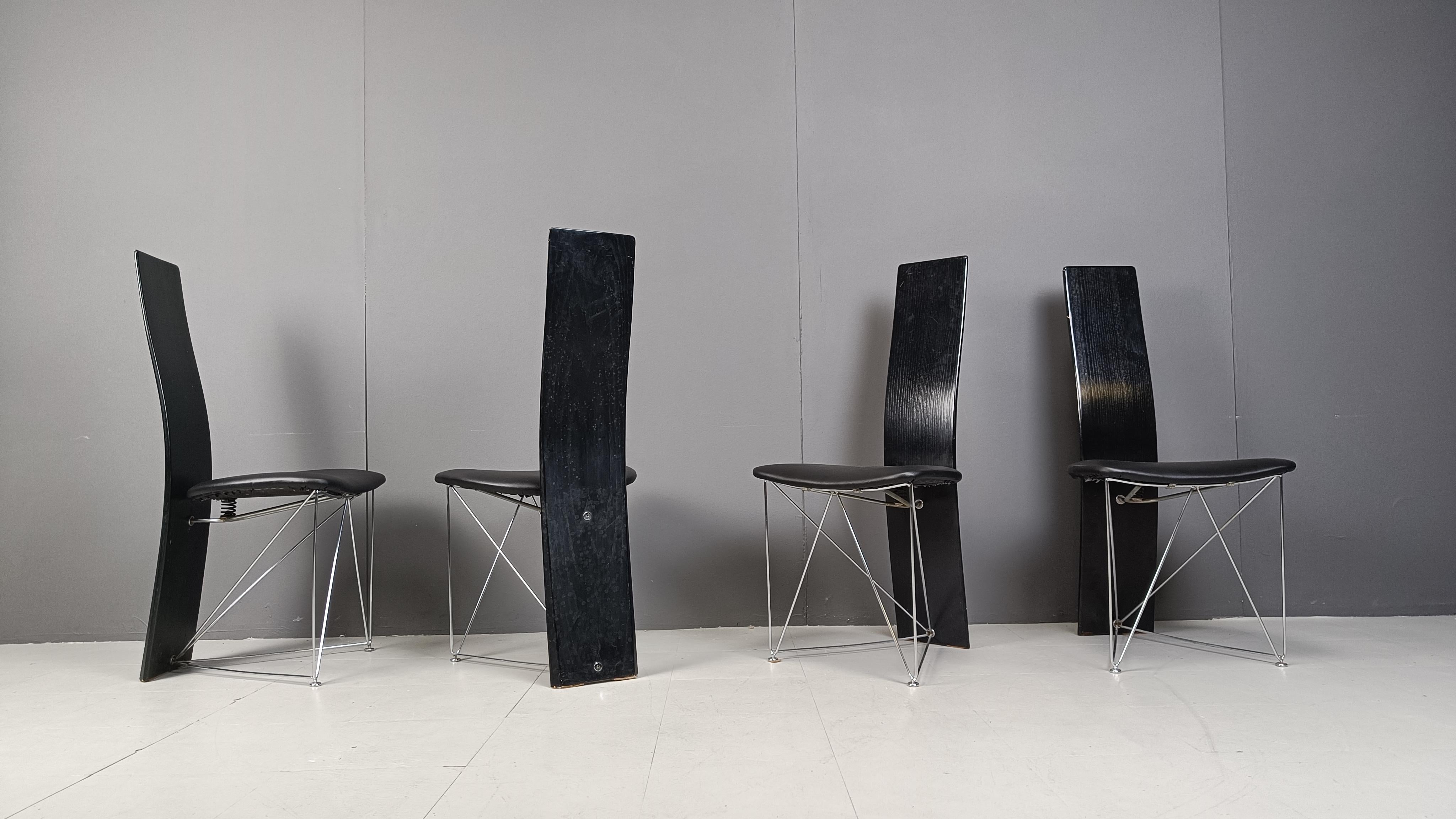 4er Set Concorde Esszimmerstühle mit Ledersitzen von Torstein Flatøy für Bahus (Ende des 20. Jahrhunderts) im Angebot