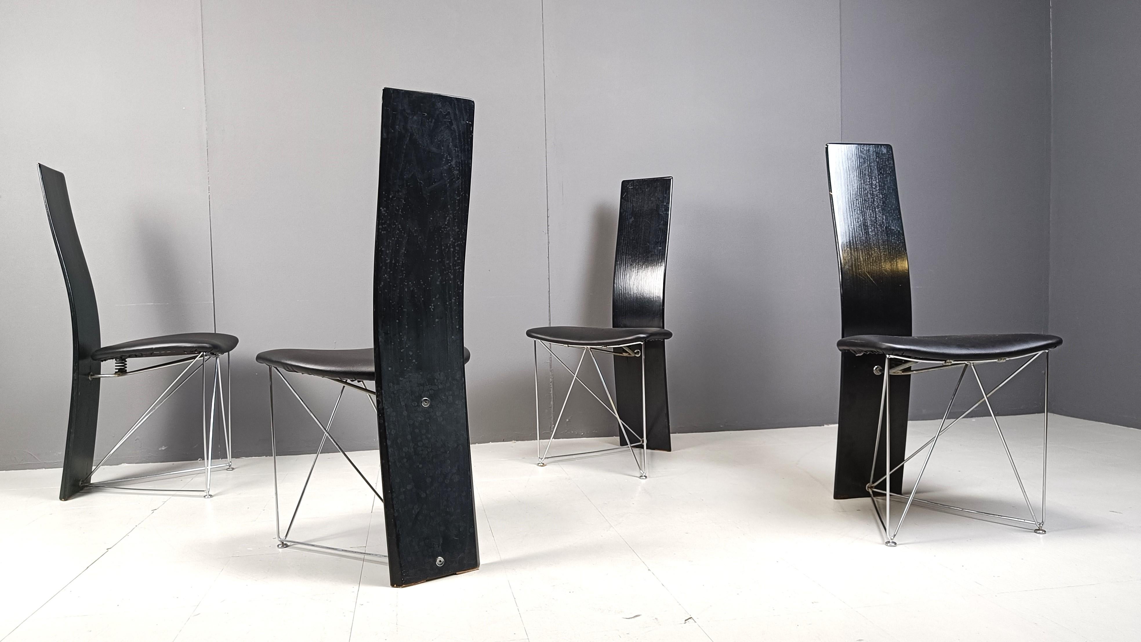 4er Set Concorde Esszimmerstühle mit Ledersitzen von Torstein Flatøy für Bahus im Angebot 1