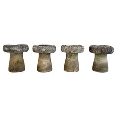 Set of 4 Concrete Mushroom Stools, 1970s, France