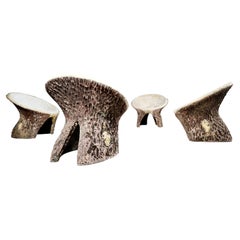 Set of 4 Concrete Outdoor Chairs from Italy, 1960s