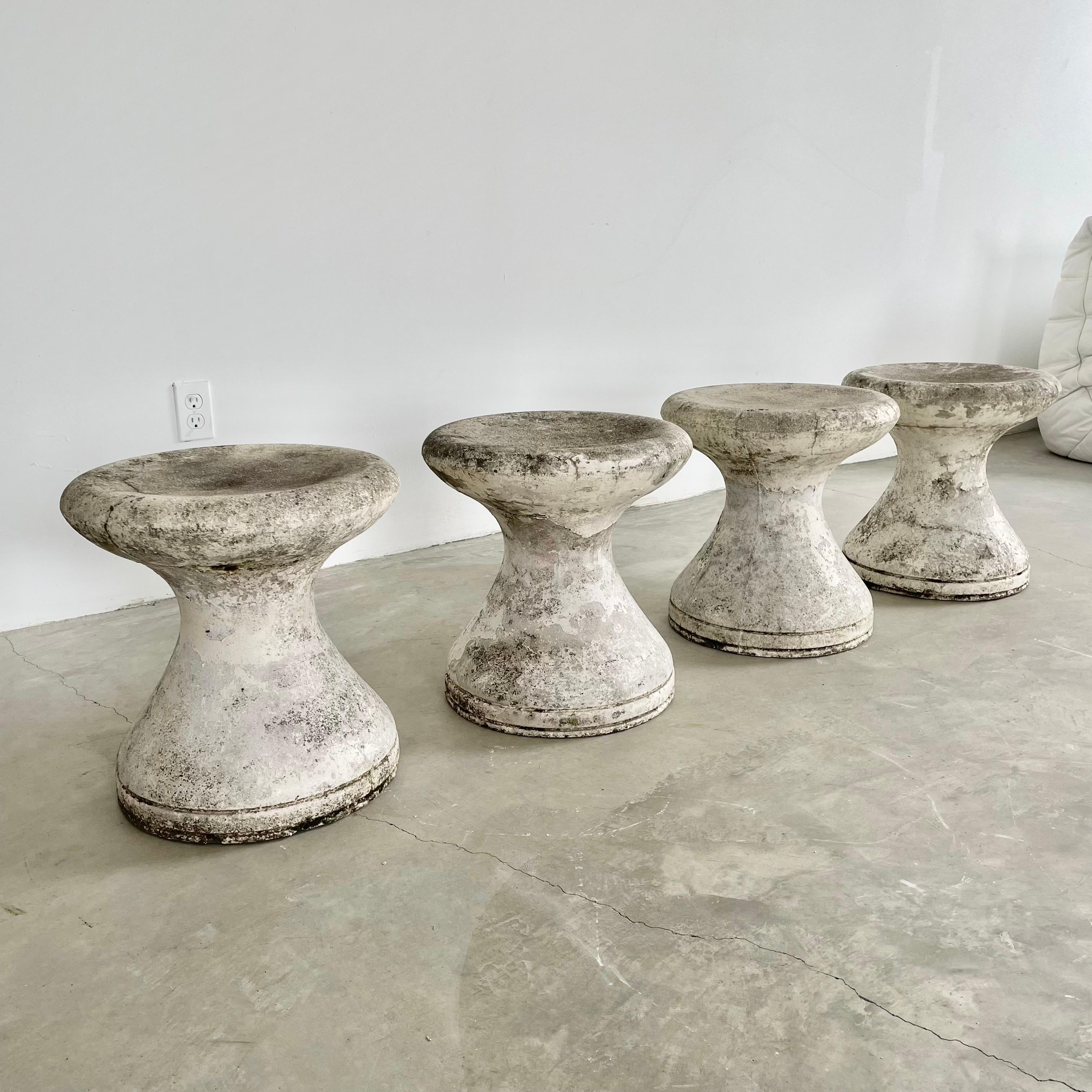 Modern Set of 4 Concrete Stools, 1970s France For Sale