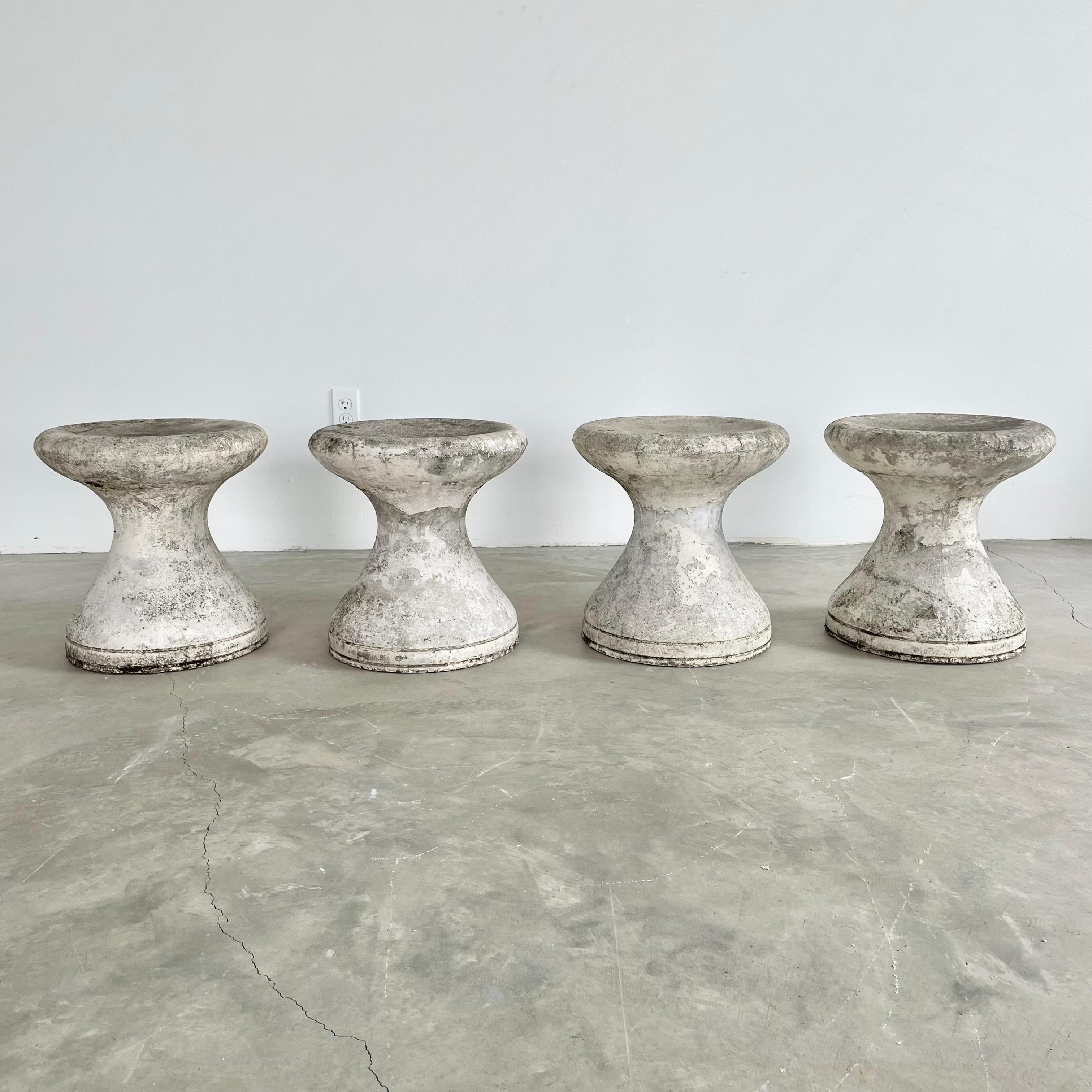 French Set of 4 Concrete Stools, 1970s France For Sale