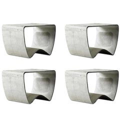 Set of 4 Concrete Stools by Ludwig Walser for Eternit