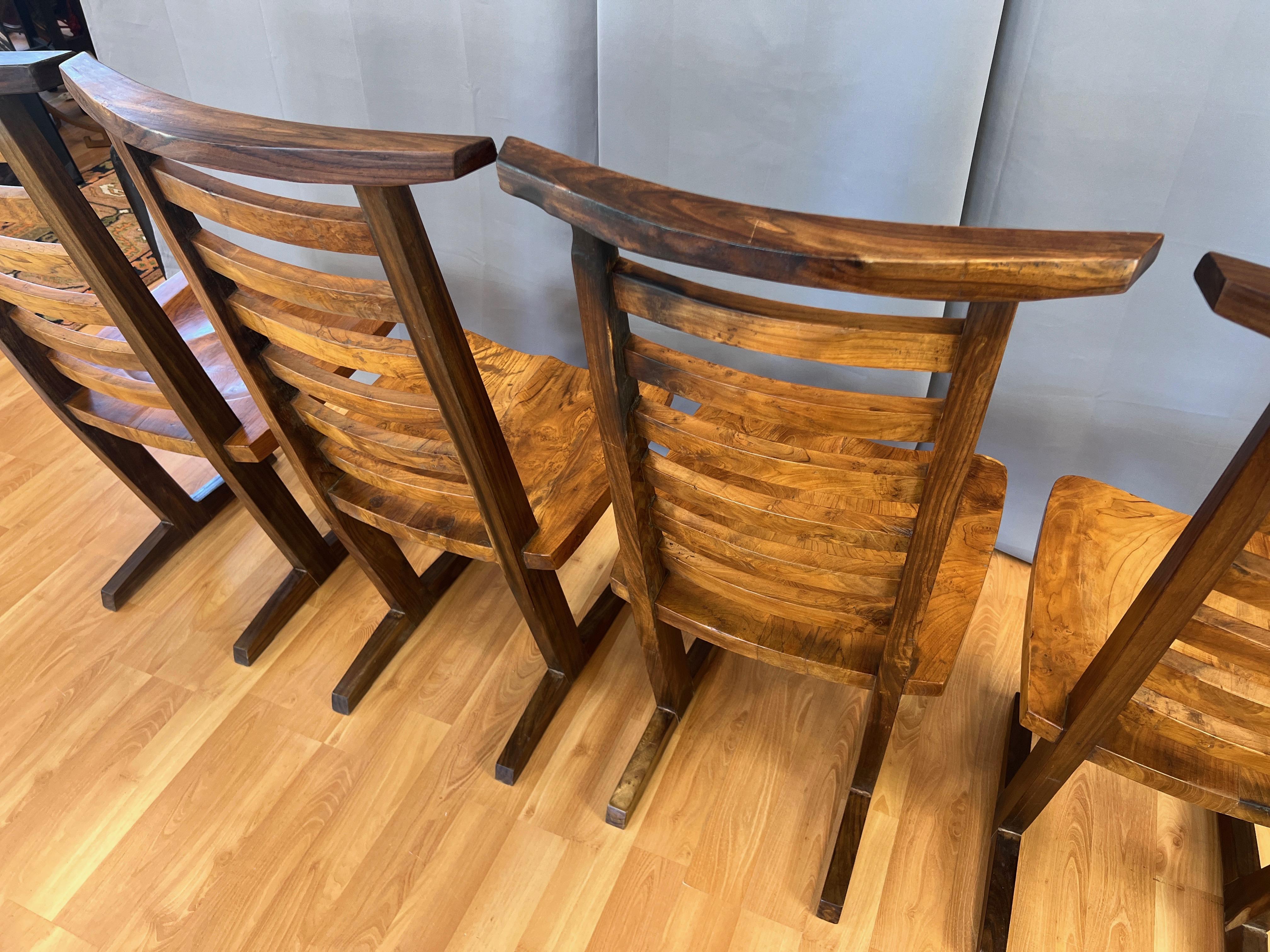 Ensemble de 4 chaises de salle à manger de style conoid en teck à la manière de Nakashima, fin des années 1960 en vente 3