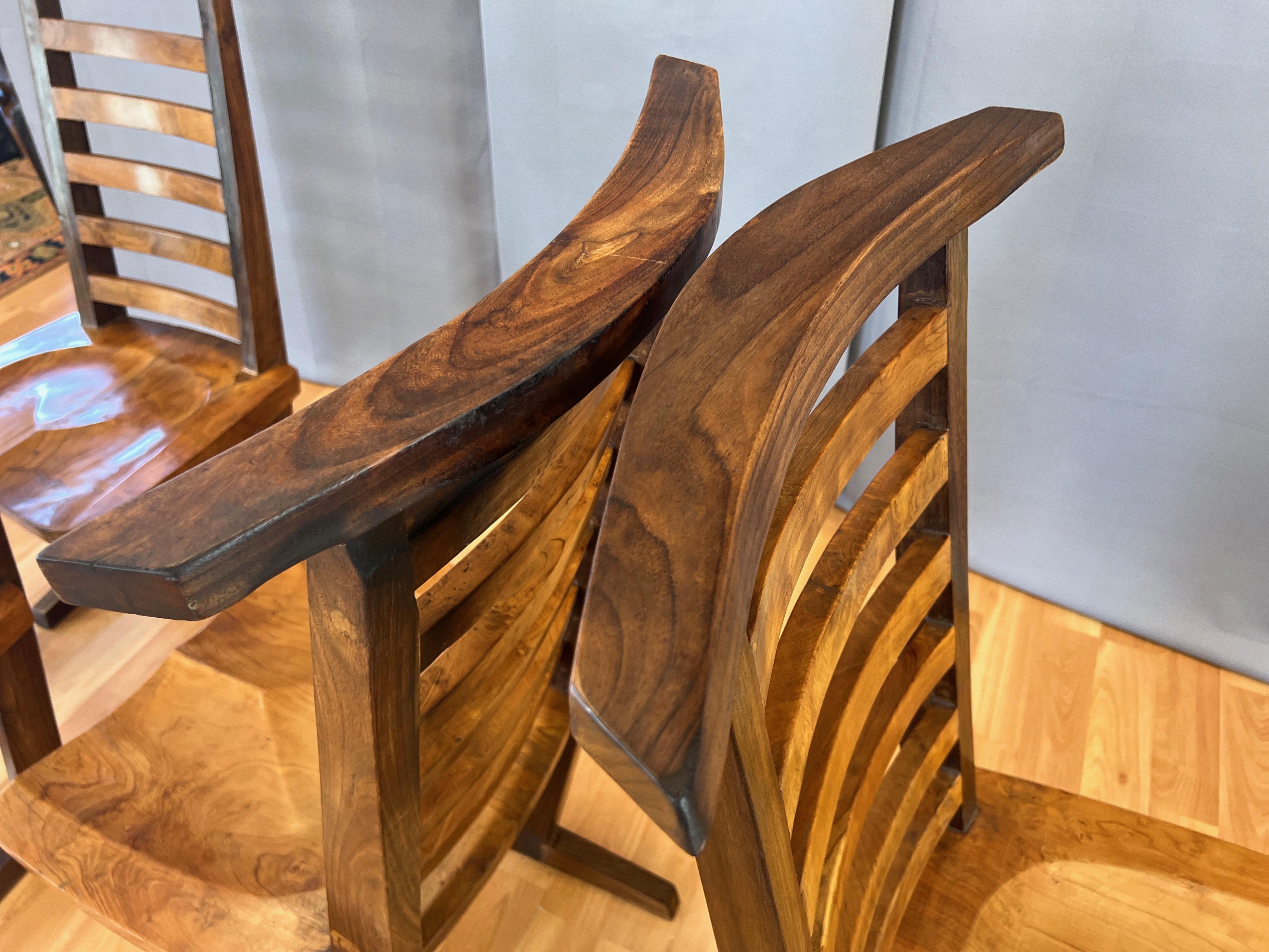 Ensemble de 4 chaises de salle à manger de style conoid en teck à la manière de Nakashima, fin des années 1960 en vente 5