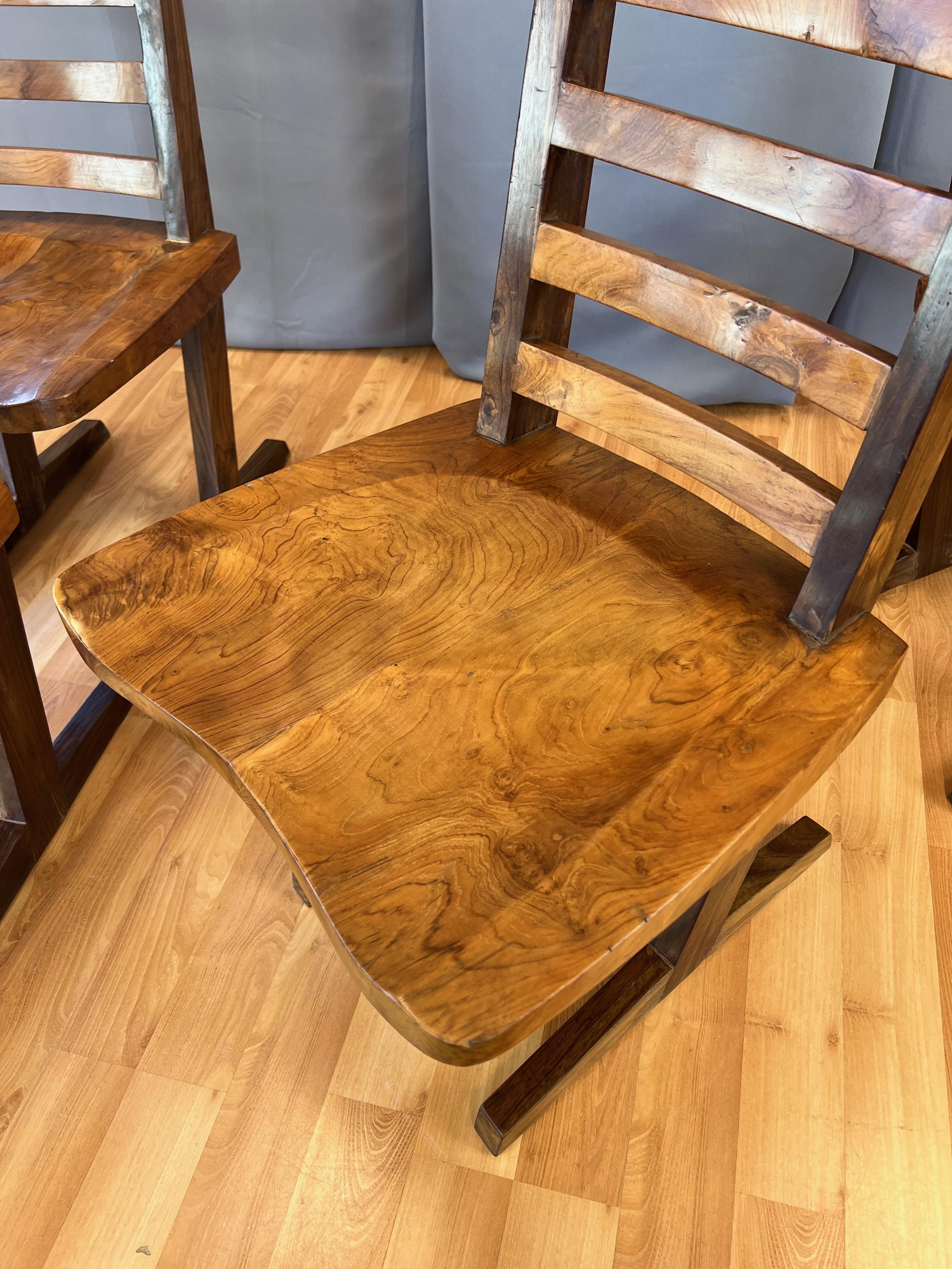 Ensemble de 4 chaises de salle à manger de style conoid en teck à la manière de Nakashima, fin des années 1960 en vente 7