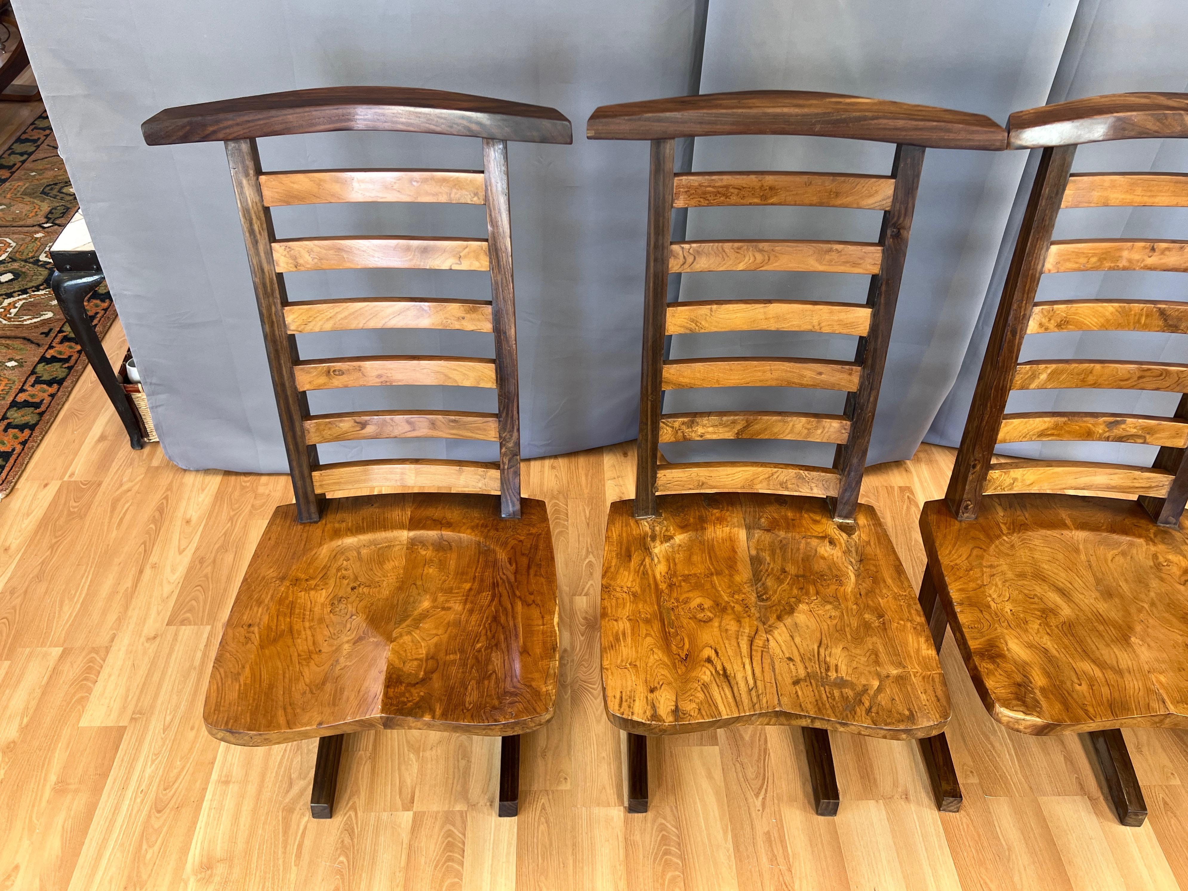 Ensemble de 4 chaises de salle à manger de style conoid en teck à la manière de Nakashima, fin des années 1960 en vente 9