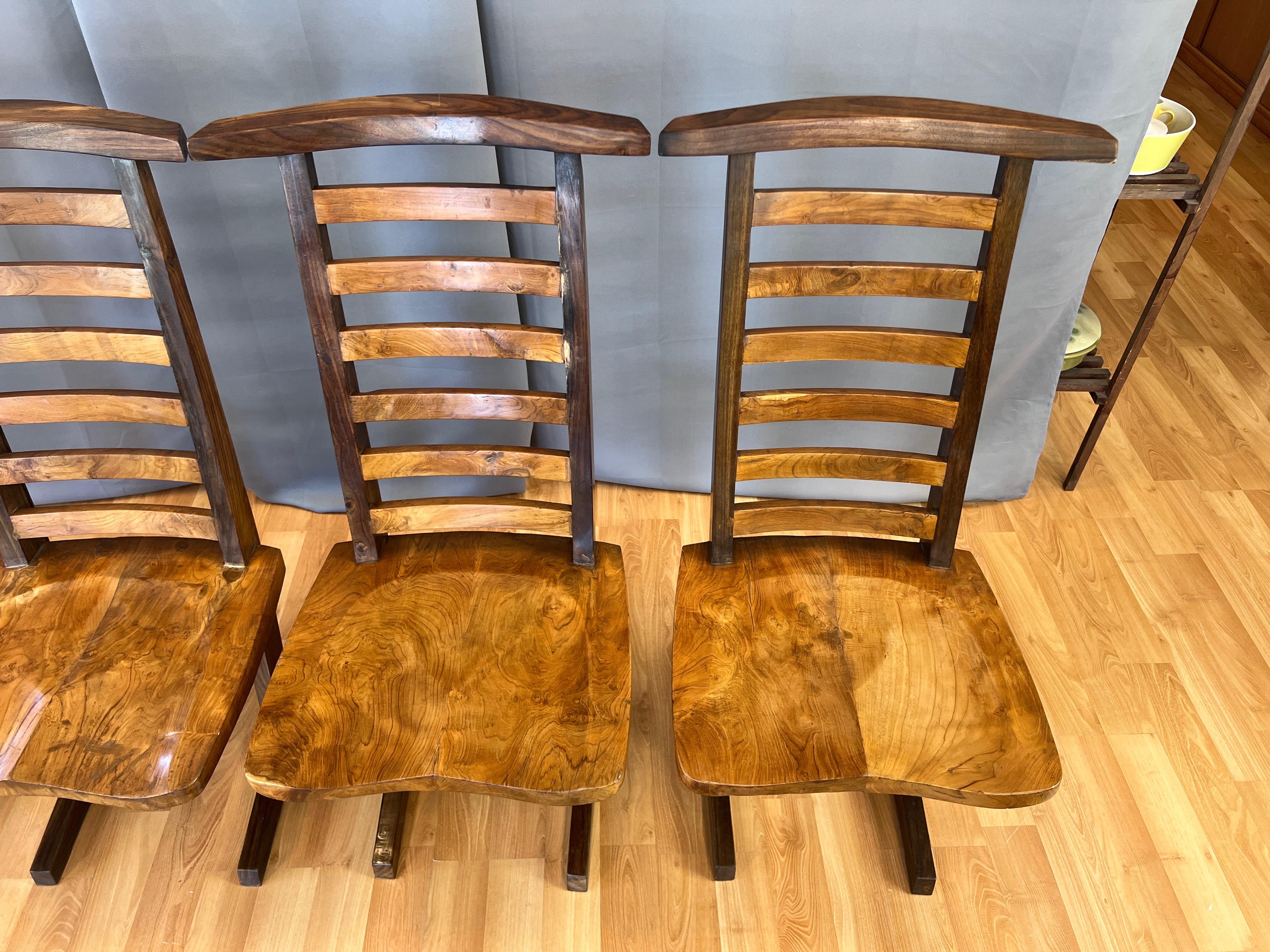 Ensemble de 4 chaises de salle à manger de style conoid en teck à la manière de Nakashima, fin des années 1960 en vente 10