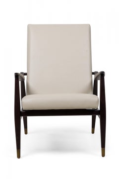 Set of 4 Contemporary American Beige Pebbled Leather Upholstered Armchairs