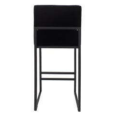 Set of 4 Contemporary Black Velvet Bar Stools with Metal Frame, Spain, 2024