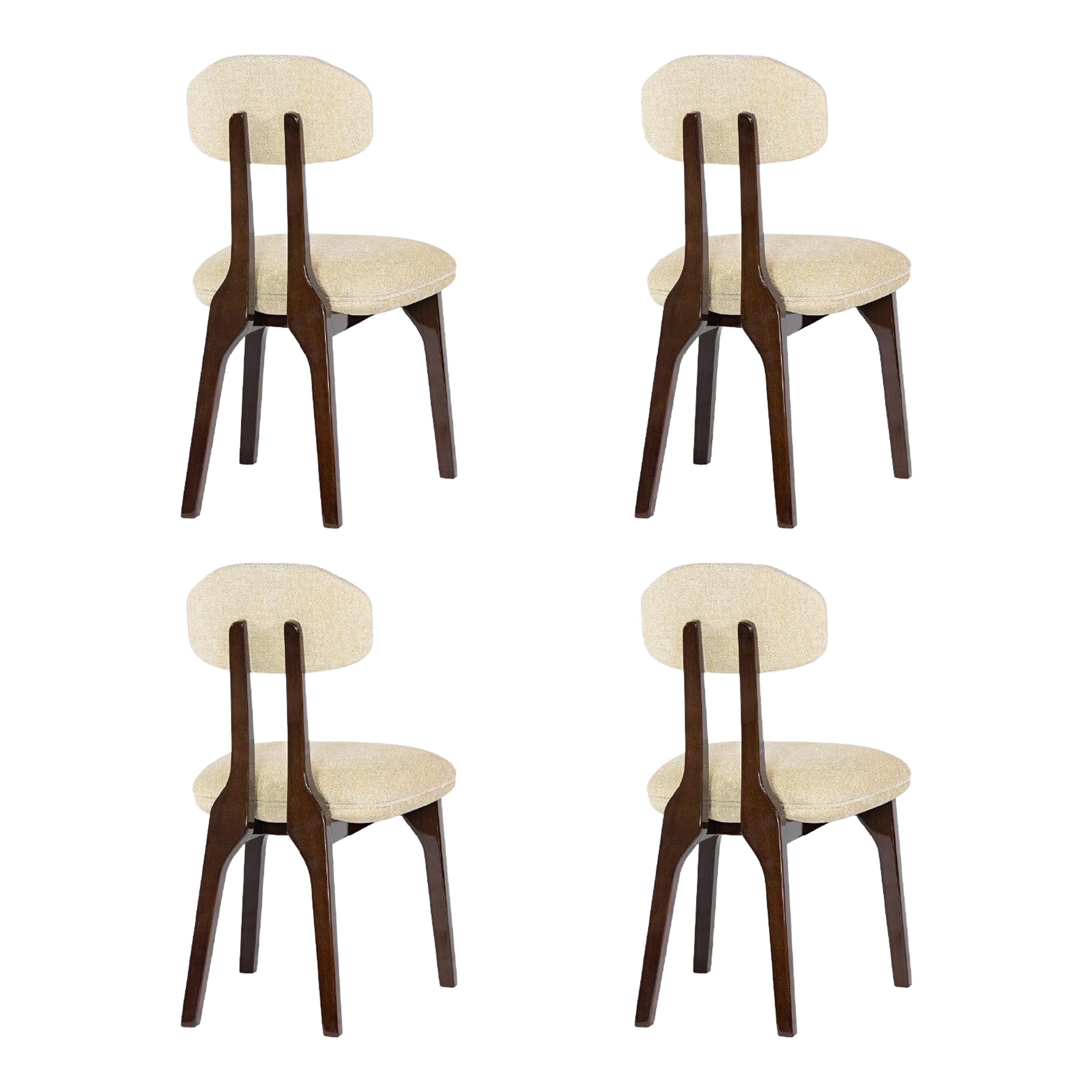 Set of 4 contemporary chenille beech Silhouette dining chair by InsidherLand en venta